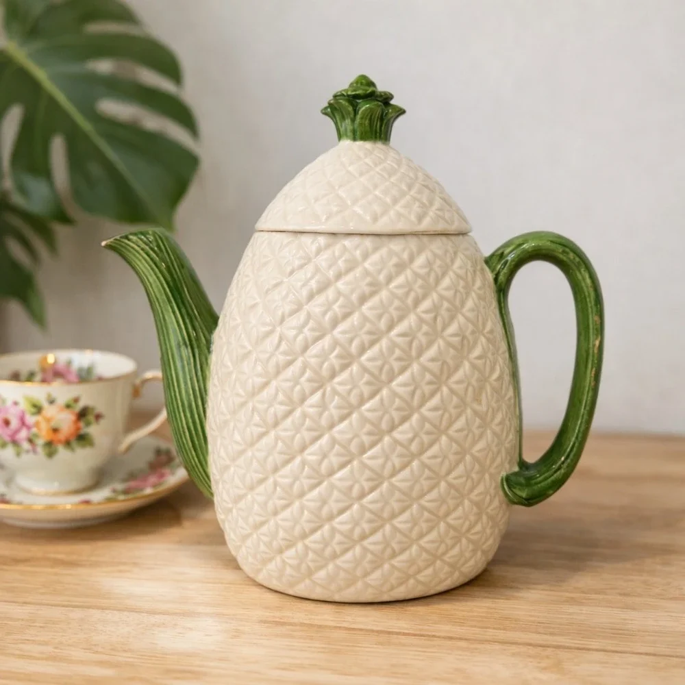Vintage 1960s Aloha 8066 Pineapple Teapot Coffee Pot Hawaii Mid Century Tropical